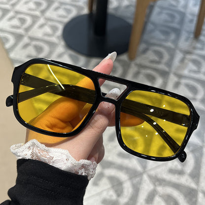 Candy Color Double Bridge Square Frame Sunglasses