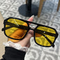 Candy Color Double Bridge Square Frame Sunglasses